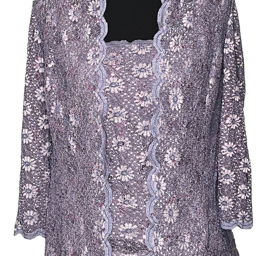 ALEX EVENINGS FLORAL SWEATER SET